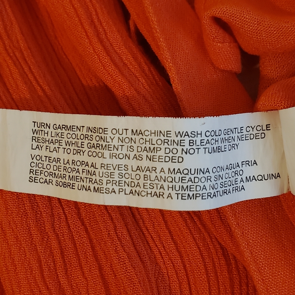 Eloquii Coral Orange Long Sleeve Flowy Boho Blouse with front tie Loose … - Picture 8 of 10